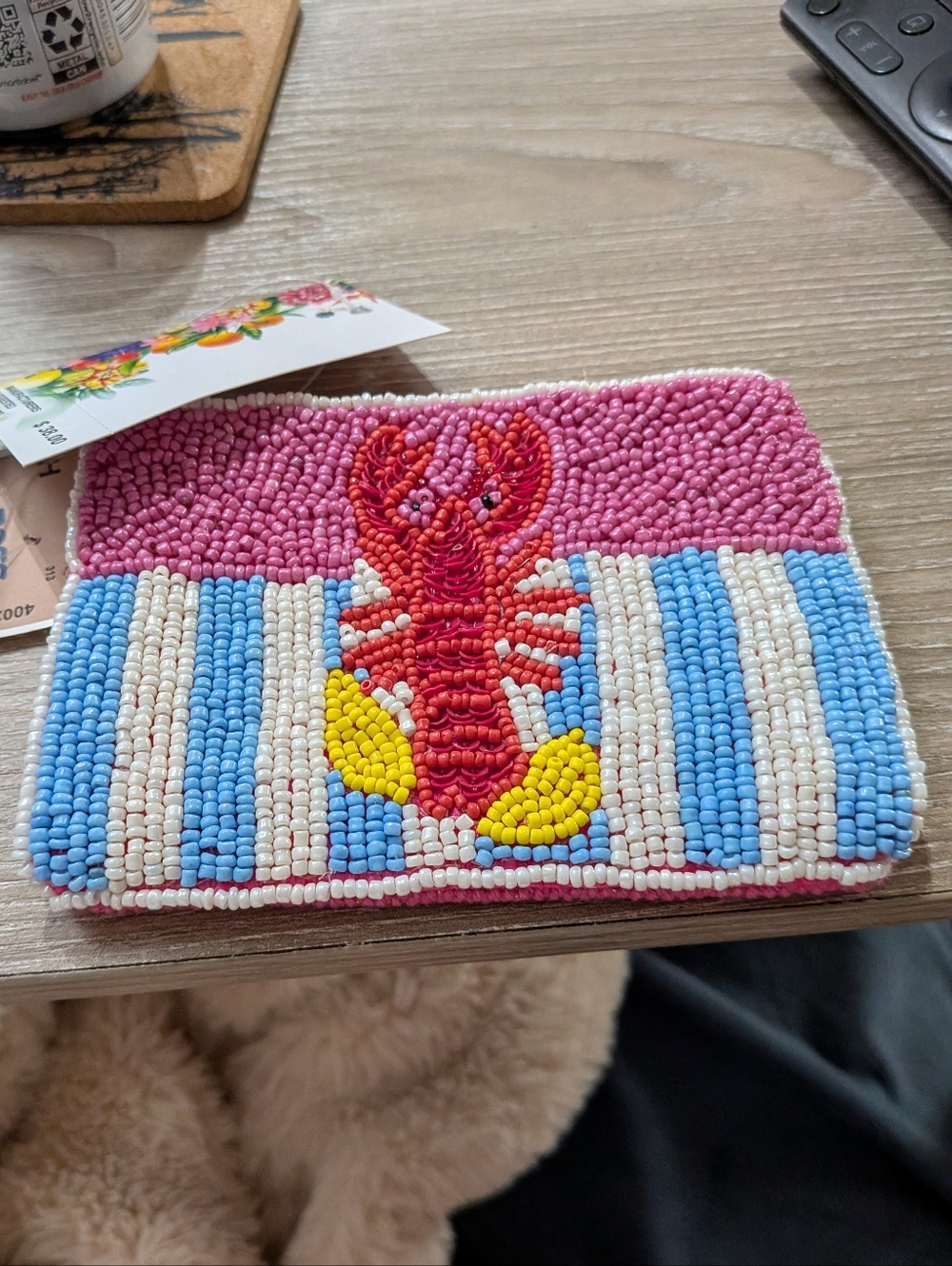 Viral America & Behind Beaded Lobster Clutch - Pink, Blue, White, Yellow-NWT